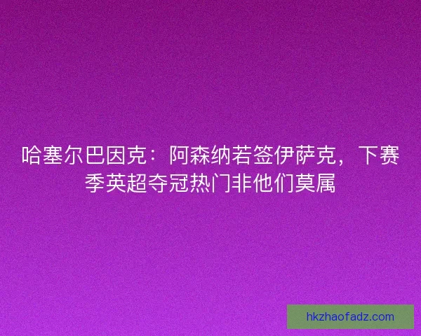 哈塞尔巴因克：阿森纳若签伊萨克，下赛季英超夺冠热门非他们莫属